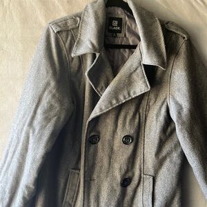Black Jackets & Coats | Men Large Wool Blend Grey Coat Size Large